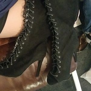 Over the knee lace up stilettos